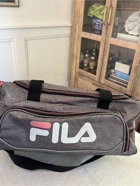 FILA Heathered Grey & Pink Sport Duffel Gym Bag